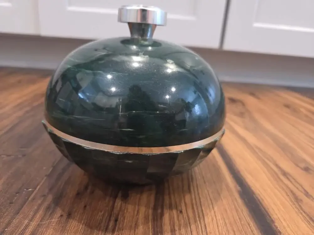 Vintage Revlon Moon Drops Powder Jar Green Lucite Vanity Container Empty